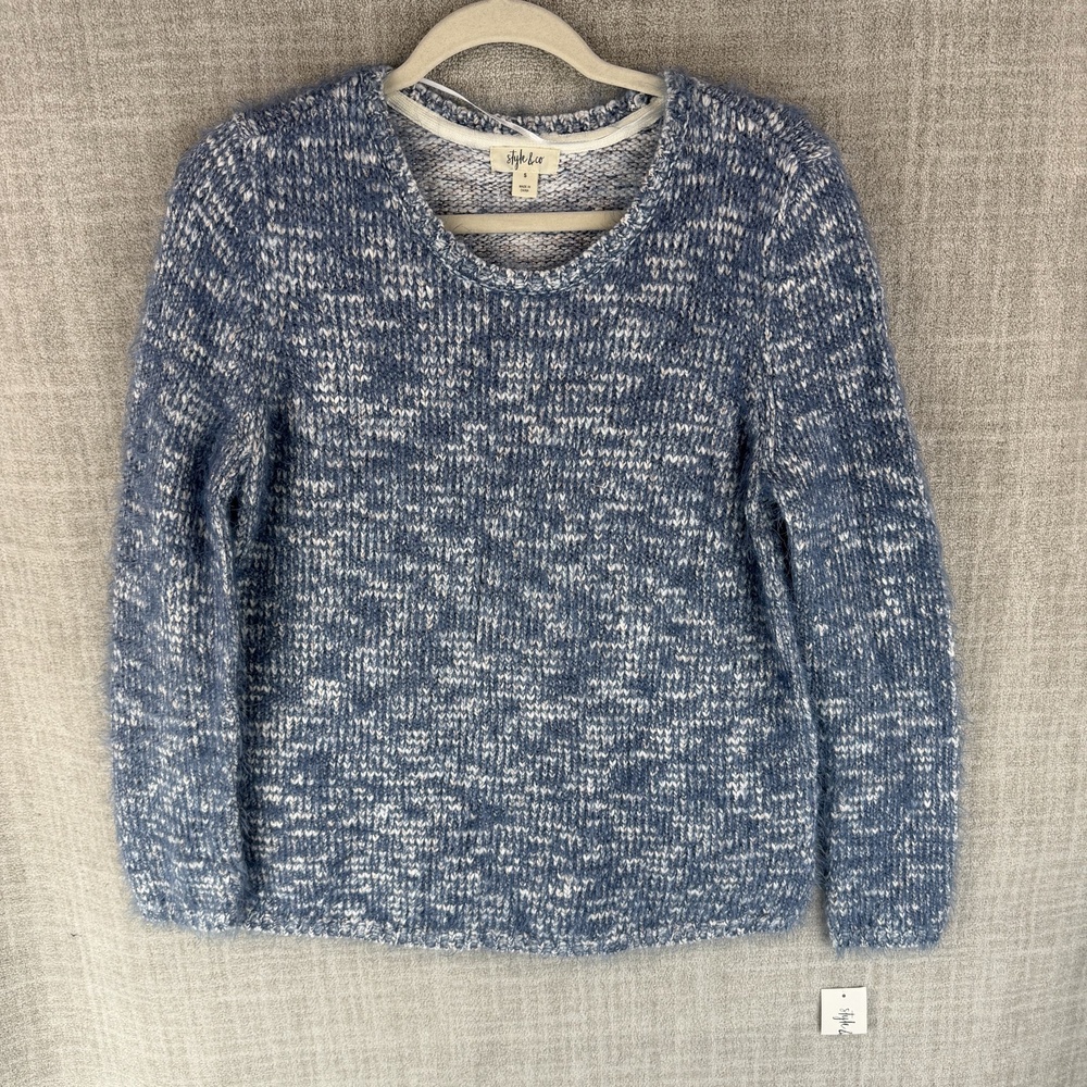 Style&co. Sweater Womens S Blue Multicolor Pullover Chunky-Knit Heavyweight